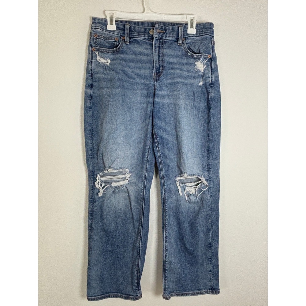 Old Navy Boyfriend Mid-Rise Distressed Medium Wash Blue Denim Jeans Mens 33